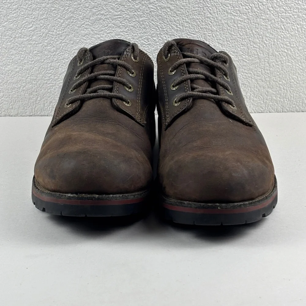 L.L. Bean Waterproof Leather Oxfords Mens 10 Medium Dark Brown Rugged Lug